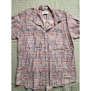 Orvis Shirt Vintage Men's L Graphic Batik Print Button Up Retro 90s 100% Cotton